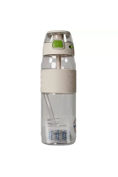 Shotay White Tritan Flask with Clear Lid and Strip, 800ml