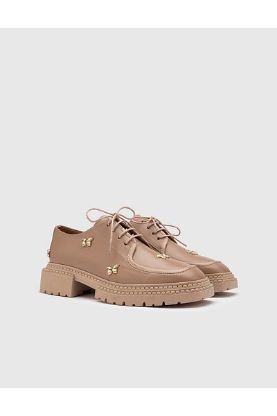 İLVİ Sassa Genuine Leather Women's Mink Oxford Shoes