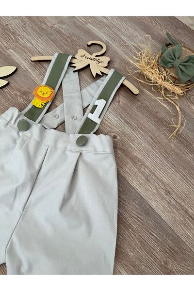 Feriatolye Safari Concept Stone Color Mold Green Detailed Trousers Salopet
