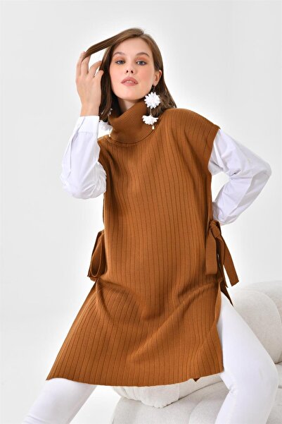 FTZ WOMEN Kadın Gömlek Kol Tunik Taba 21-6059