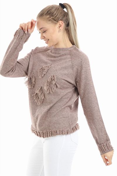 FTZ Women Kadın Yazı Detay Salaş Tunik Beige 21-1171