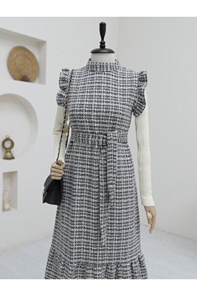 Modamorfo Ζώνη Tweed Gilet με βολάν στα μανίκια