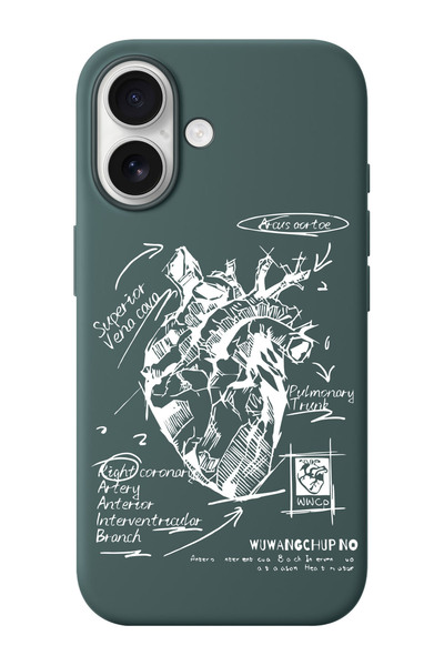 shoptocase iPhone 16 Uyumlu Kalp Çizimi Desenli İçi Süet Silikon Telefon Kılıfı