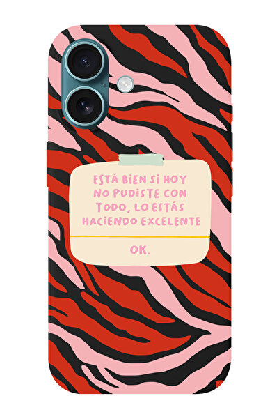shoptocase iPhone 16 PLUS Uyumlu Esta Bien Si Desenli İçi Süet Silikon Telefo...