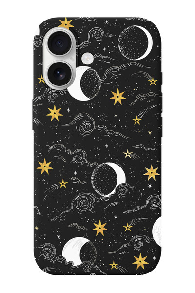 shoptocase iPhone 16 Uyumlu Galaxy Desenli İçi Süet Silikon Telefon Kılıfı