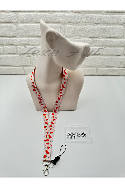 zezedesing Karpuz Desenli Boyun İpi ve Telefon Askısı (KARTLIK DAHİL)