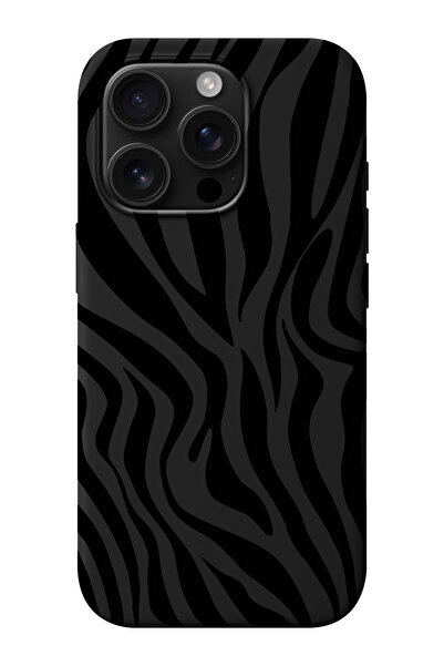 shoptocase iPhone 16 PRO MAX Uyumlu Zebra Desenli İçi Süet Silikon Telefon Kı...