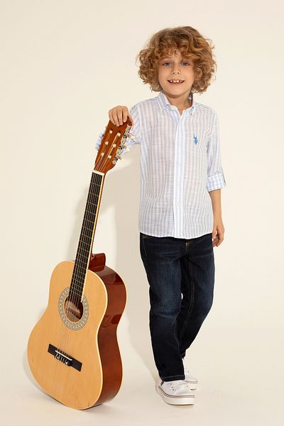 U.S. Polo Assn. Boy's Blue Long Sleeve Shirt 50288699 -Vr036