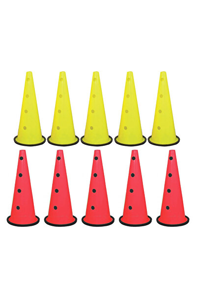 SCUCS Delikli Antreman Hunisi Orta 40 Cm ( 5 Sarı / 5 Kırmızı ) 10 Adet