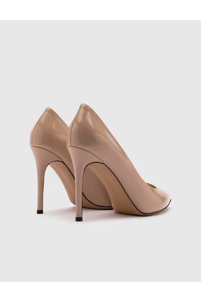 İLVİ Nelli Genuine Patent Leather Women's Beige Stiletto