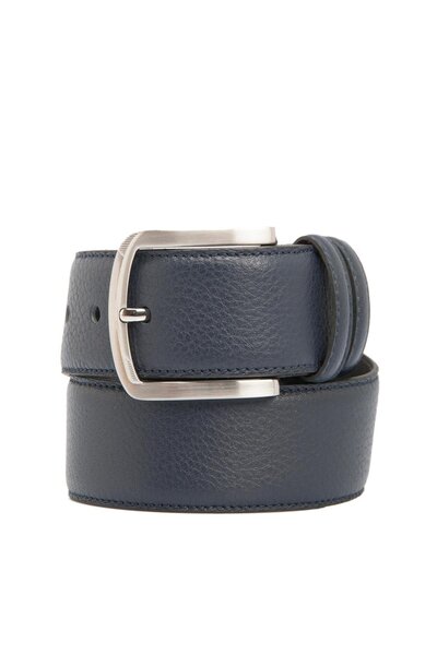 Tergan S1EK00000307 Ανδρική Δερμάτινη Ζώνη - ΣΚΟΥΡΟ ΜΠΛΕ