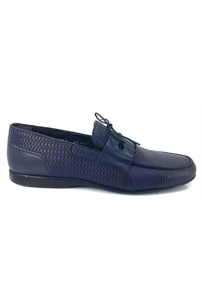 Fosco 9032 Ежедневни мъжки балерини от естествена кожа - тъмносини