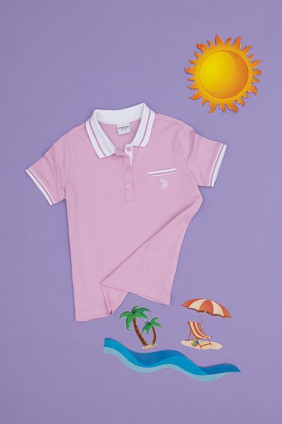 U.S. Polo Assn. Κοριτσίστικο ροζ μπλουζάκι πόλο με λαιμόκοψη 50288680 -VR041