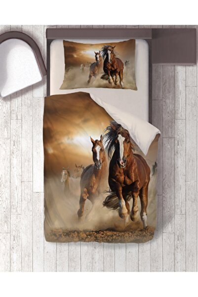 hediyechy Set de lenjerie de pat de o persoană cu tematică de cal pentru cadou