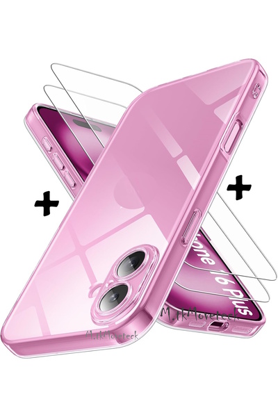 m.tk moveteck İphone 16 Plus Kılıf Kamera Korumalı Yumuşak Şeffaf Silikon + 9...