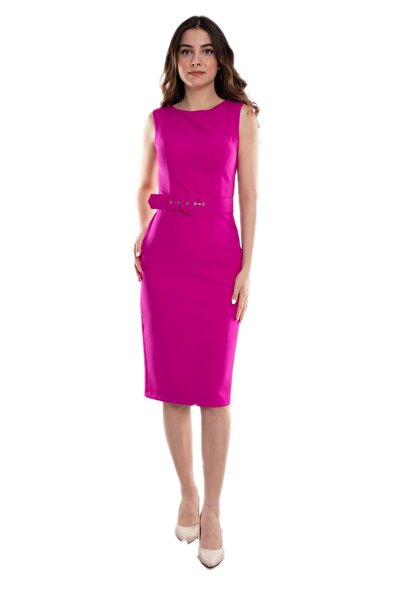 Dans D-1068 Kemerli Kısa Krep Elbise