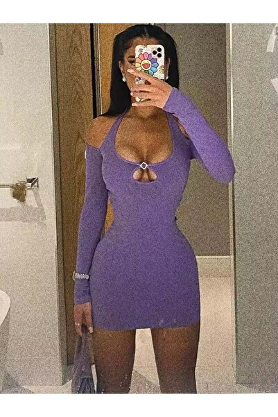 theanemos Pencere Detaylı Mini Elbise