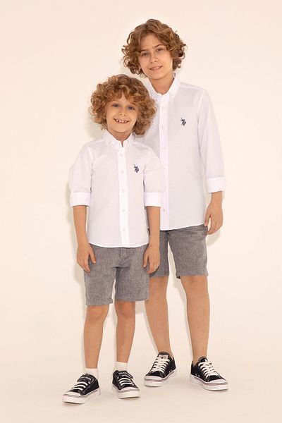 U.S. Polo Assn. Cămașă de bază albă cu mânecă lungă pentru băiat - 50288715 -VR013