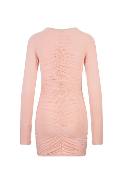 theanemos GÜL DETAYLI DRAPELİ MİNİ ELBİSE