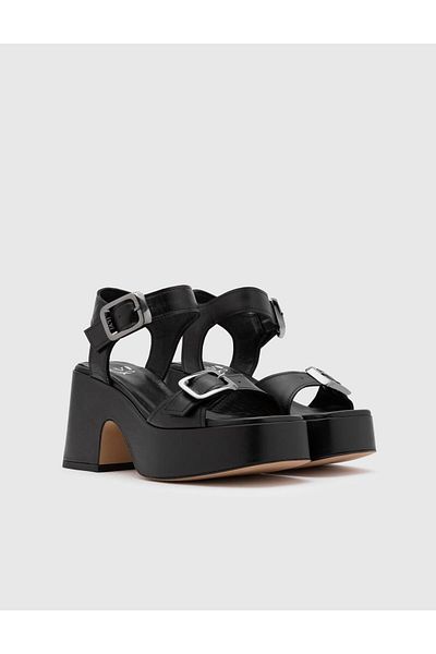 İLVİ Edina Genuine Leather Women's Black Heeled Sandals