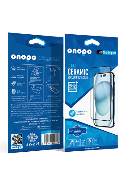 onopo واقي شاشة زجاجي 12D من السيراميك الشفاف متوافق مع هاتف iPhone 16