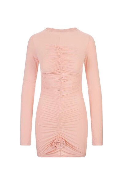 theanemos GÜL DETAYLI DRAPELİ MİNİ ELBİSE