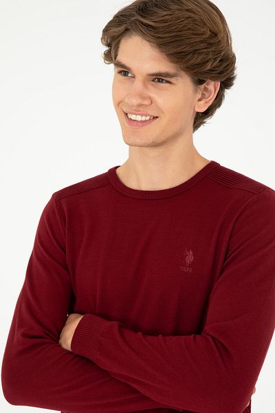 U.S. Polo Assn. Ανδρικό πουλόβερ Slim Fit Crew Neck Claret Red Basic 50288888-vr014