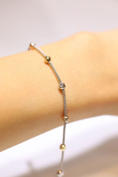 Yenigün Kuyumculuk 14 Ayar Altın Beyaz Hasır Zincirli Dorica Bileklik