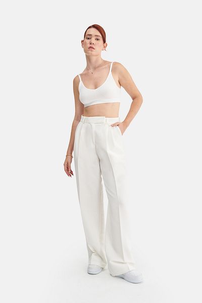 Mesfeno Women's High Waist Stretchy Double Pleat Palazzo Trousers