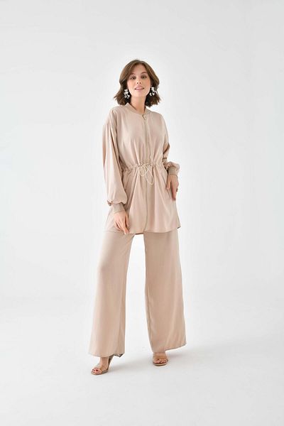 FTZ WOMEN Set de damă bej cu nervuri modal - 30730
