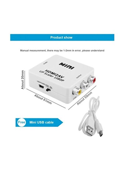 MAXGO 2007 Hdmi To Av Rca Tos Çevirici Dönüştürücü Adaptör Tv Tüplü Televizyon