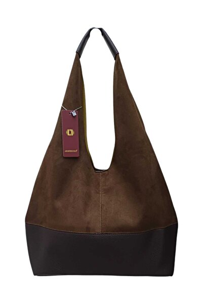 Armise gold KADIN SÜET SALAŞ OMUZ ÇANTASI KAHVERENGİ