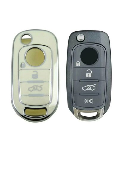 EBG İSTANBUL Fiat Egea Switchblade 3 Button Nano Key Case White Silver Silver Color 1.Ci Quality