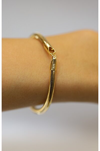 Yenigün Kuyumculuk 14 Ayar Altın Unisex Balık Sırtı Kilitsiz Bileklik