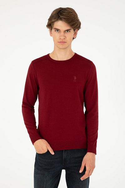 U.S. Polo Assn. Ανδρικό πουλόβερ Slim Fit Crew Neck Claret Red Basic 50288888-vr014