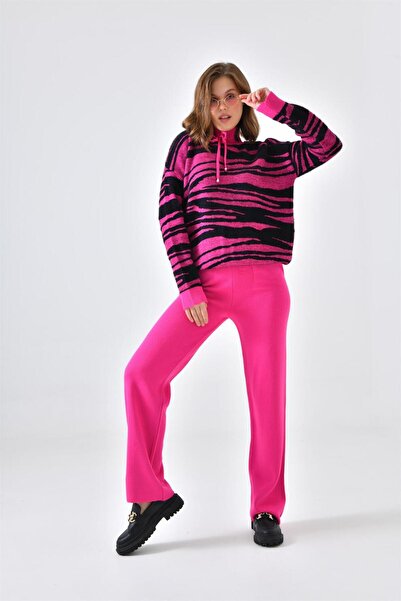 FTZ WOMEN Жіночий смугастий костюм-двійка Black Fuchsia 20522