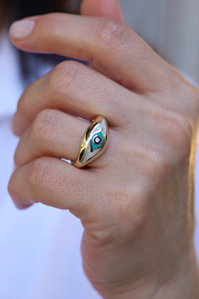 Yenigün Kuyumculuk 14 Ayar Altın Cetaş Fortuna Serisi Nazarlık Detaylı Yüzük