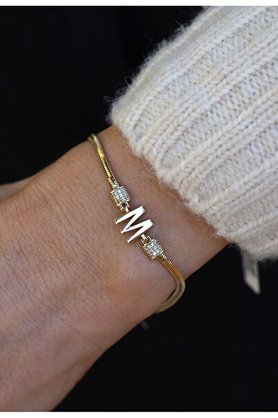 Yenigün Kuyumculuk 14 Ayar Altın Balık Sırtı Zincirli Harfli Bileklik (Tüm Ha...