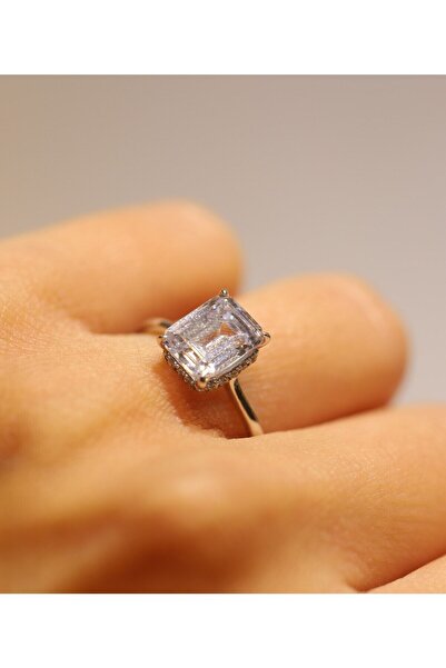 Yenigün Kuyumculuk 14 Ayar Altın Dikdörtgen Tek Taş Yüzük