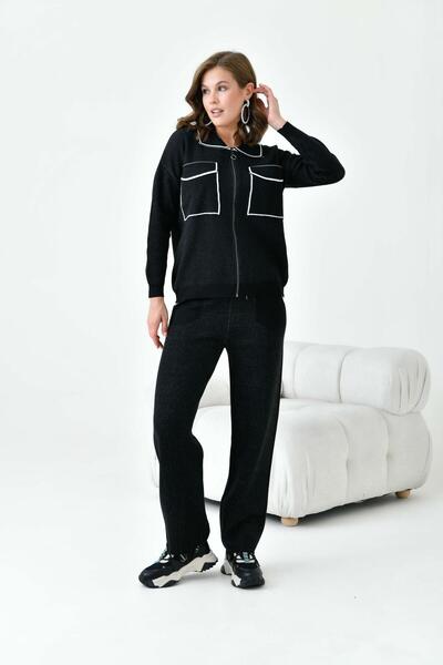 FTZ WOMEN Ženski Prugasto dvodelni set crni 20664