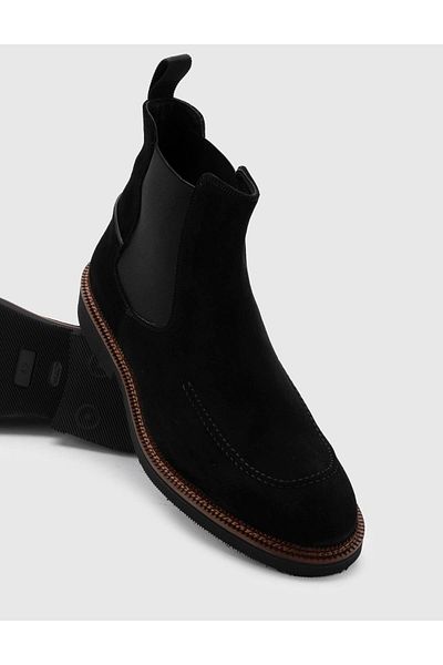İLVİ Dedza Genuine Split Suede Leather Men's Black Boots