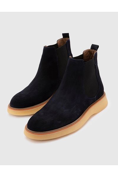 İLVİ Tobias Genuine Suede Leather Men's Navy Blue Boots