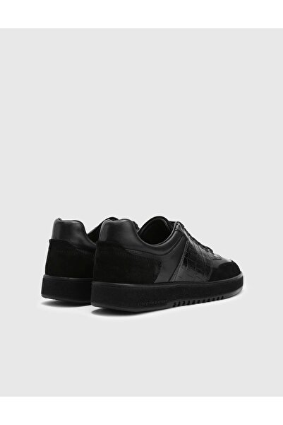 İLVİ Lionel Hakiki Kroko Deri Erkek Siyah Spor Ayakkabı