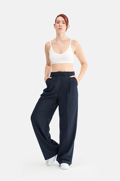 Mesfeno Women's High Waist Stretchy Double Pleat Palazzo Trousers