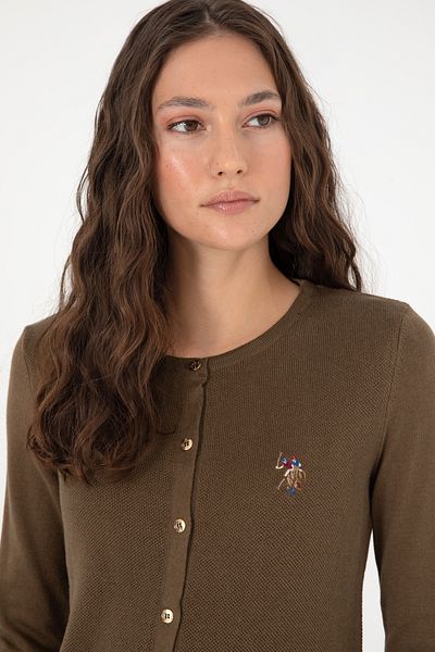 U.S. Polo Assn. Γυναικεία Πλεκτή Ζακέτα Χακί Basic 50288991 -VR027