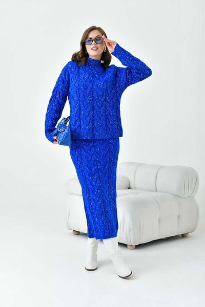 FTZ WOMEN Women's Glitter Detailed Double Suit Saks Blue 20731