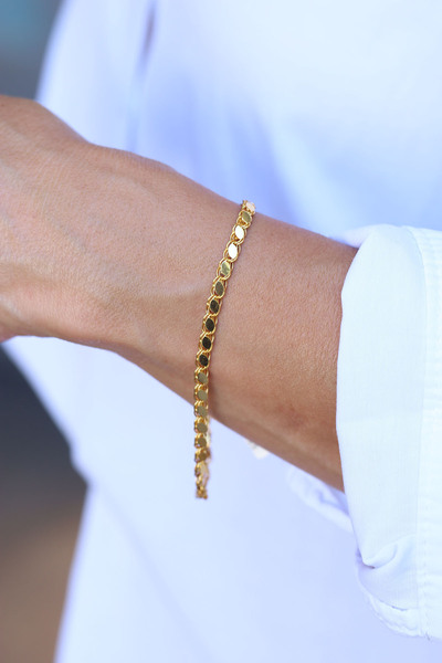 Yenigün Kuyumculuk 14 Ayar Altın Pullu Zincir Bileklik