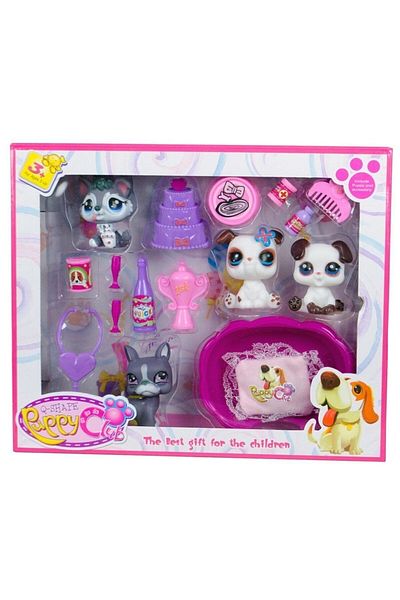 TRUST STORE Puppy Club Petshop - 17 Pieces Cheerful Mini Toy Set with 4 Figures