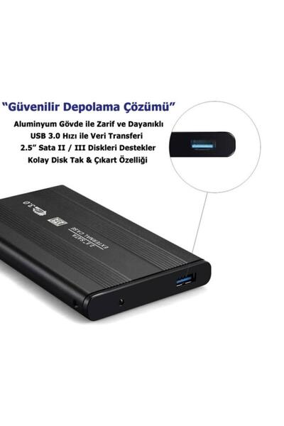 MAXGO 2126s 2.5 Inç Usb 3.0 Sata Harddisk Hdd Kutusu 5 Gbps + Kılıf - Siyah Aluminyum Ssd