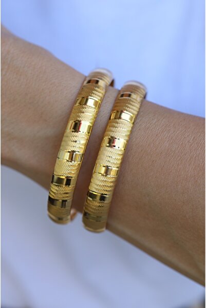 Yenigün Kuyumculuk 14 Ayar Altın Kadın 2'li Bursa Model Şarnelli Bilezik